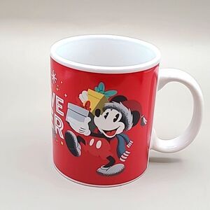 Disney Festive Cheer Red Coffee Mug with Minnie & Mickey Mouse